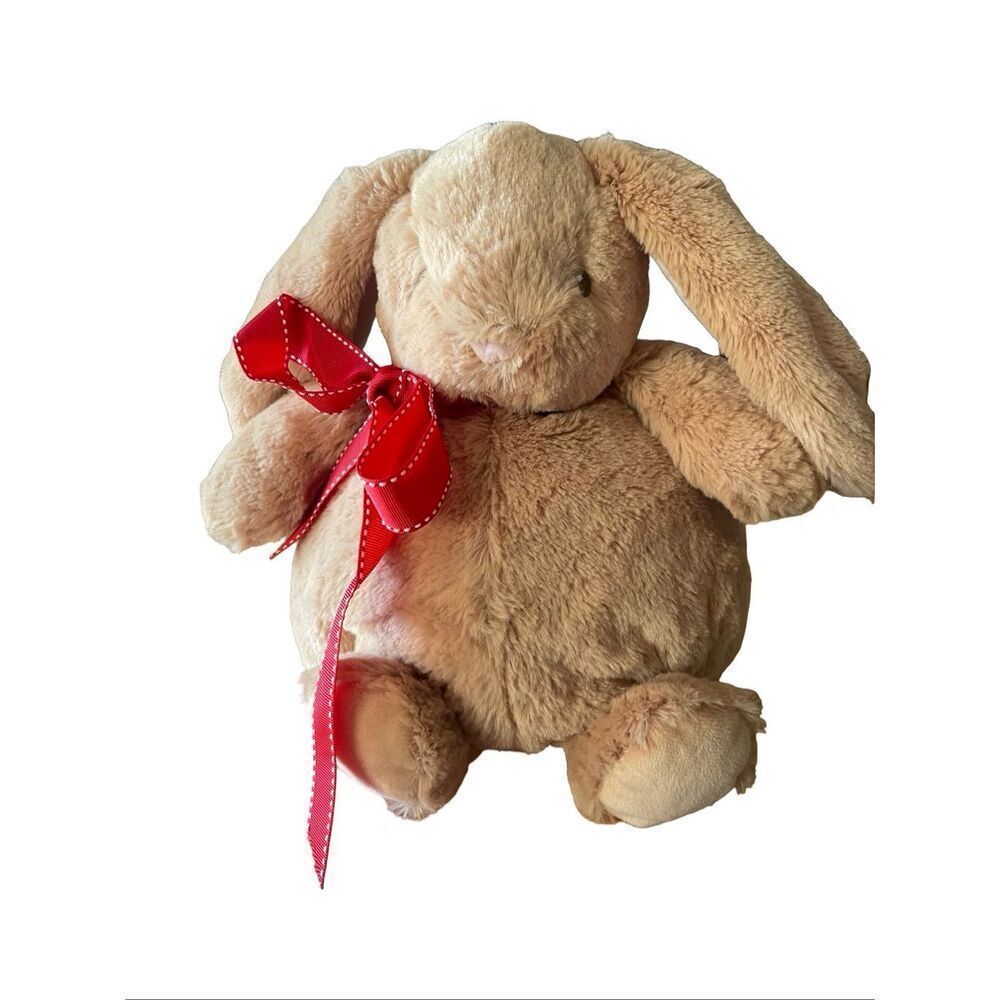 Gund Brown Red Bowtie Easter Evan Bunny Lop-eared Rabbit Stuffed Animal 10"